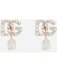 Dolce & Gabbana - Dgロゴ&ラインストーン ティアドロップ ペンダント イヤリング - Lyst
