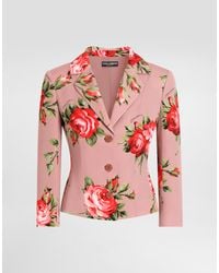Dolce & Gabbana - Rose Bouquet-Print Charmeuse Single-Breasted Jacket - Lyst
