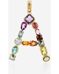 Dolce & Gabbana - Charm H Alphabet Aus 18-Karätigem Gelbgold Mit Mehrfarbigen Edelsteinen - Lyst