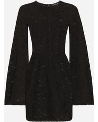 Dolce & Gabbana - Short Lace-Stitch Dress With Full Sleeves - Lyst