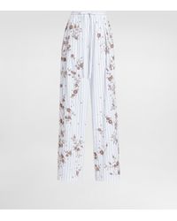 Dolce & Gabbana - Poplin Trousers With Thread Floral Embroidery And Rhinestones - Lyst