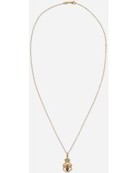 Dolce & Gabbana King Pendant In Yellow Gold With Enamel And Black Diamond - Metallic