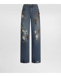 Dolce & Gabbana - 5-Pocket Denim Trousers With Emrboidery - Lyst