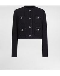 Dolce & Gabbana - Cropped Single-Breasted Raschel Tweed Jacket With Bejeweled Buttons - Lyst