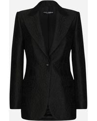 Dolce & Gabbana - Single-Breasted Floral Brocade Turlington Jacket - Lyst