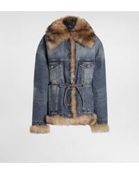 Dolce & Gabbana - Denim Jacket With Fur - Lyst