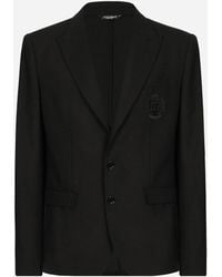 Dolce & Gabbana - Single-Breasted Wool Taormina-Fit Jacket With Dg Patch - Lyst
