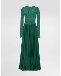 Dolce & Gabbana - Long Chiffon And Lace Dress - Lyst
