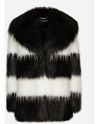 Dolce & Gabbana - Jacke Aus Gestreiftem Kunstfell - Lyst