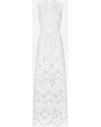 Dolce & Gabbana - Langes Kleid Aus Baumwolle Mit Cut-Out-Stickerei - Lyst