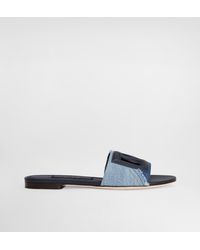 Dolce & Gabbana - Blue Denim Slide mit Logo - Lyst