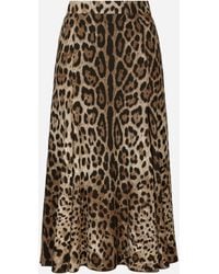Dolce & Gabbana - Leopard-Print Cady Circle Skirt - Lyst