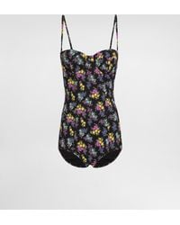 Dolce & Gabbana - Small Floral-Print Balconette One-Piece Swimsuit - Lyst
