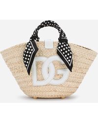 Dolce & Gabbana - Kleine Tasche Kendra aus Stroh mit DG-Logo - Lyst