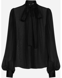 Dolce & Gabbana - シルクシフォン プッシーボウ ブラウス - Lyst