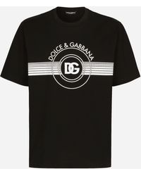 Dolce & Gabbana - Cotton Interlock T-Shirt With Dg Logo Print - Lyst