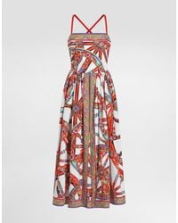 Dolce & Gabbana - Carretto-Print Poplin Short Dress - Lyst