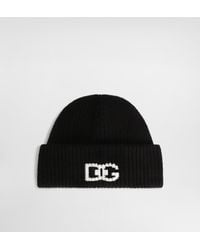 Dolce & Gabbana - English Rib Knit Hat With Logo - Lyst
