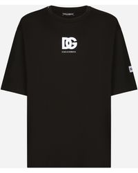 Dolce & Gabbana - Short-Sleeved T-Shirt With Dg Logo Patch - Lyst