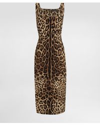 Dolce & Gabbana - Leopard-Print Charmeuse Midi Dress - Lyst