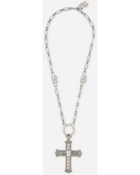 Dolce & Gabbana - Collana a catena con croce e cristalli - Lyst