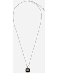 Dolce & Gabbana - Collana con pendente in smalto logo DG - Lyst