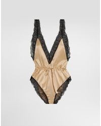 Dolce & Gabbana - Satin And Lace Bodysuit - Lyst