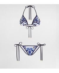 Dolce & Gabbana - Dg Exclusive Bikini A Triangolo Stampa Maiolica - Lyst