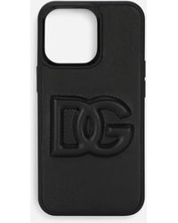 Dolce & Gabbana Patent Leather Iphone 13 Cover With Rhinestone-detailed Dg Logo in Black Womens Accessories Phone cases 