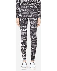 Dolce & Gabbana Synthetic Spandex Jersey leggings With Dg Graffiti 