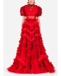 Dolce & Gabbana Silk Organza Dress - Red