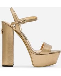 Dolce & Gabbana - Leather Platform Sandals 105 - Lyst