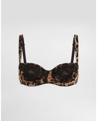 Dolce & Gabbana - Balconette-Bh Aus Satin Leoprint Mit Spitze - Lyst
