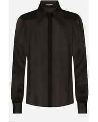 Dolce & Gabbana - Silk Chiffon Shirt With Satin Details - Lyst