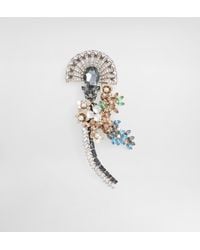 Dolce & Gabbana - Maxi Floral Brooch With Rhinestones - Lyst