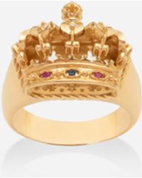 Dolce & Gabbana - Anillo Royal De Amarillo De 18 Quilates, Rubíes Y Zafiro - Lyst