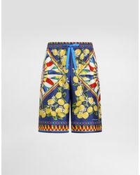 Dolce & Gabbana - Carretto-Print Silk Twill Bermuda - Lyst