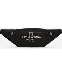 Dolce & Gabbana Riñonera de nailon con logotipo engomado - Negro
