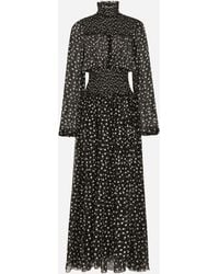 Dolce & Gabbana - Silk Polka-Dot Maxi Dress - Lyst