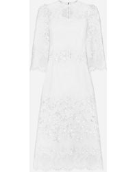 Dolce & Gabbana - Cotton Calf-Length Dress With Cut-Out Detailing - Lyst