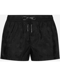Dolce & Gabbana - Short Swim Trunks With Jacquard Dg Monogram - Lyst