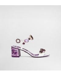 Dolce & Gabbana - Patent Leather Sandal With Jewel Embroidery - Lyst