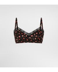 Dolce & Gabbana - Small Rose-Print Satin And Lace Bra - Lyst