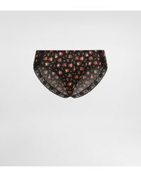 Dolce & Gabbana - Slip Aus Satin Und Spitze Mit Röschen-Print - Lyst