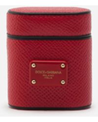 Dolce & Gabbana Estuche para airpods de piel de becerro dauphine - Rojo