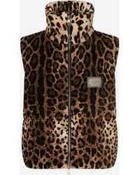 Dolce & Gabbana - Sleeveless Leopard-Print Jacket With Logo Tag - Lyst
