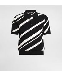 Dolce & Gabbana - Short-Sleeved Cotton Polo-Shirt With Striped Inlay - Lyst