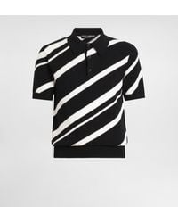 Dolce & Gabbana - Short-Sleeved Cotton Polo-Shirt With Striped Inlay - Lyst