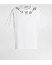 Dolce & Gabbana - Cotton T-Shirt With Embroidery And Brooch - Lyst