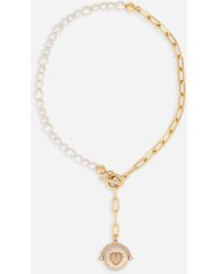 Dolce & Gabbana Short Necklace With Coin And Pearls - Multicolour